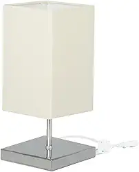 Abajur Eros Quad Bege com Base Inox.