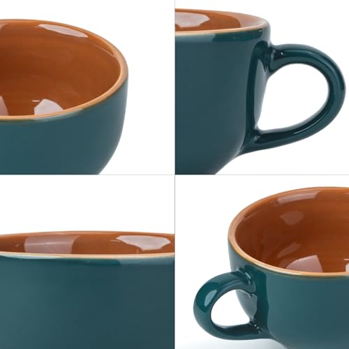 Image of Shay Large Ceramic Coffee Cup, 1pc, Teal Green, 320ml | Cappuccino Cup | Glossy Finish | Premium Porcelain Coffee Mug | Microwave Safe (XL Cuppa 1pc - Teal Green)