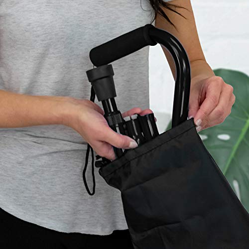 Rms Folding Cane With Offset Foam Handle, Adjustable Walking Stick With Carrying Pouch (Black) #TOP5