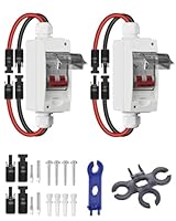 CNLonQcom 2 Stück DC Trennschalter PV Anlage 32A 500V Sicherungsautomat 2polig IP65 Wasserdicht mit Kabel und Haken für Solarmodule Einspeisesteckdose Balkonkraftwerk