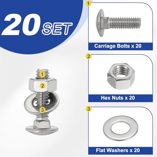 Tornillos de acero inoxidable para evitar giros molestos con cuello cuadrado y tuercas 20 tornillos 4