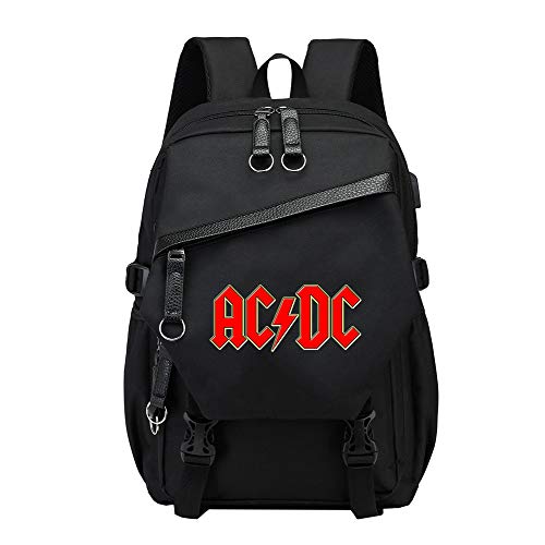 Unisex ACDC Mochila de Lona Portátil Mochilas Escolares Juveniles para Portátiles Ordenador