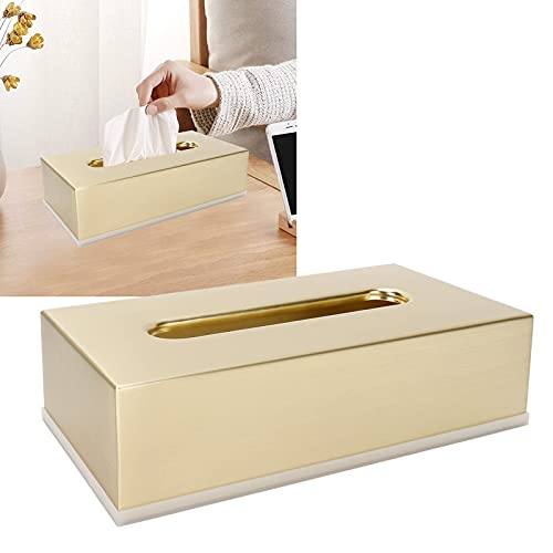 2Pcs Rectangular Tissue Box Cover, Gold Stainless Steel Paper Facial Cover Facial Tissue Box Holder Decorative Tissue Dispenser For Dressers Bathroom Vanity Decor #TOP4