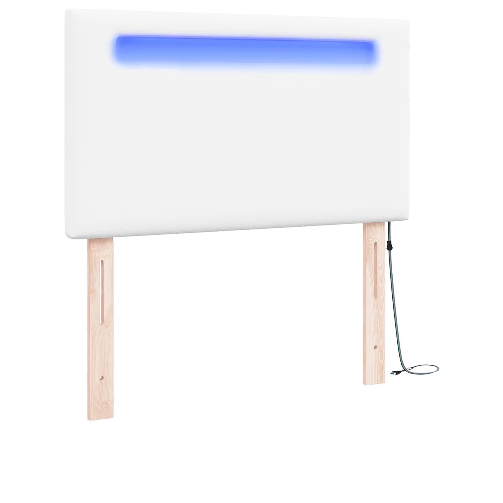 Tomostar Tête de lit à LED, Centre de lit Meuble de Chambre à Coucher avec LED Blanc 90 cm Cuir synthétique