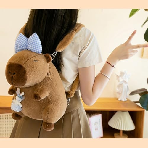 Image of Bow Bowknot Orange Flower Lollipop Cute Plush Backpack Kawaii Cartoon Design for Women Ita Bag (Blue bow)