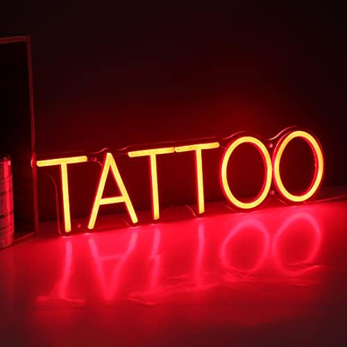 Britrio TATTOO Neon Light Wall Sign for Tattoo Salon Studio Shop LED Fun Wall Art Decor for Business Stores Logo Window Display Man Cave Garage Bedroom Christmas Birthday Gift Red 5V USB 15.8 IN