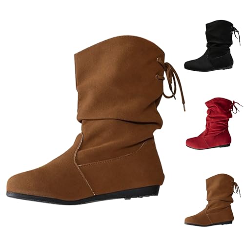 Bottines à lacets antidérapante avec talon compensé bottes légères pour automne hiver - 3