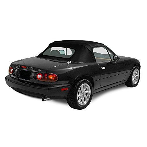 Sierra Auto Tops & Seats Convertible Top for 1990-2005 Mazda Miata MX5 - Black, Cabrio Vinyl - Convertible Top Replacement with Plastic Window - Complete Soft Top - Rain Rail Included