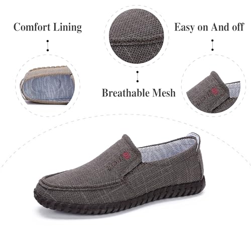 Mens Canvas Loafers Lightweight Breathable Walking Shoes Comfortable Non-Slip Driving Shoes Retro Casual Fashion2