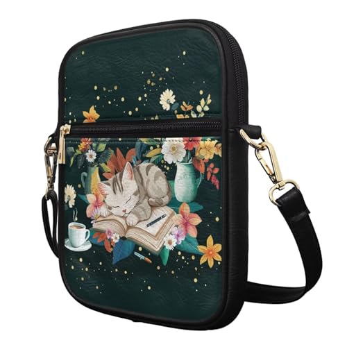 Leather Crossbody Bag for Women Men Small Crossbody Bag Portable Wallet Purse with Zipper for Shopping Working2