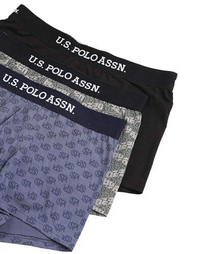 Image of U.S. Polo ASSN. Mens OET14 Anti Microbial Printed Underwear Trunks - Pack of 3