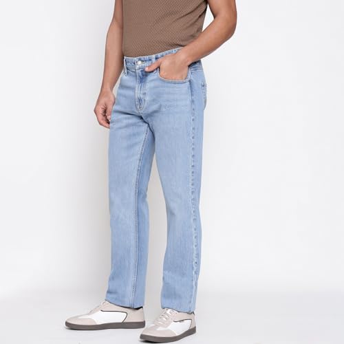 Image of GUESS Men Rodeo in Light Solid Relaxed Fit Denim Jeans