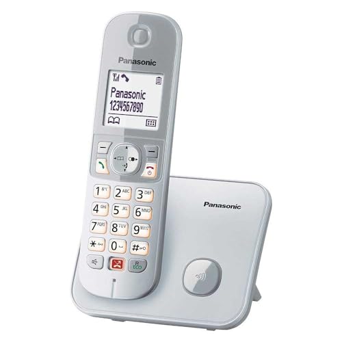 Panasonic KX TG6851   Teléfono Fijo Inalámbrico Digital (Bloqueo de Llamadas, Manos Libres, Modo No Molestar, Reducción de Ruido Ambiente, Distintos Tonos de Llamada, Agenda), Plata