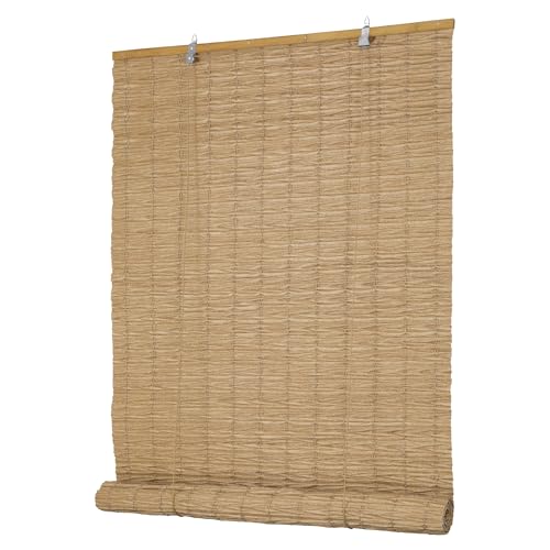 Grandekor Store Enrouleur Occultant Bambou Artificiel PE Résistant Extérieur pour Terrasse Véranda Pergola Porte & Fenêtre, 150x220cm, Naturelle