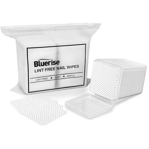 BLUERISE Lint Free Nail Wipes 450PCS Nail Polish Remover Pads Soft Absorbable Eyelash Extension Glue Cleaning Wipes
