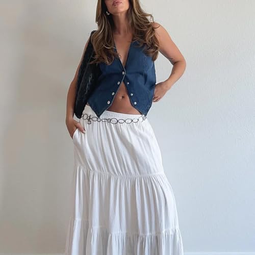 MAINESAKA Women's y2k Denim Vest V-Neck Open Front Crop Vest Jackets Vintage Sleeveless Button Down Jean Waistcoat4