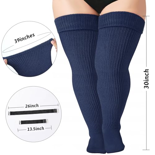 Image of Tavaleu Plus Size Thigh High Socks for Thick Thighs - Womens Extra Long & Thick Over the Knee Knit High Socks Leg Warmers