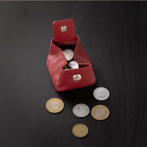 Image of BROWN BEAR Small Envelope Coin Purse with Snap Fastner, Stylish Coin Pouch for Men and Women, Small Coin Purse - Red