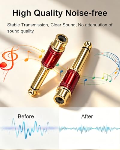 Adaptador RCA a 1/4 con conectores chapados en oro para eliminar interferencias de audio 3