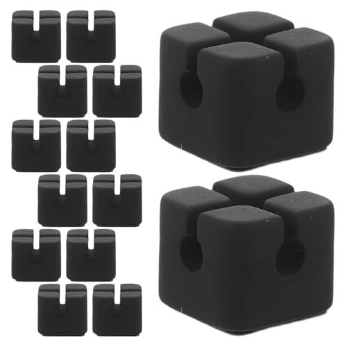 TEHAUX 20 Unidades Organizador de Cables para Coche y Escritorio, Clips de Silicona Negro para Cables de Audio y Datos, Instalación que Ahorra Espacio y Orden en Tv y Oficina