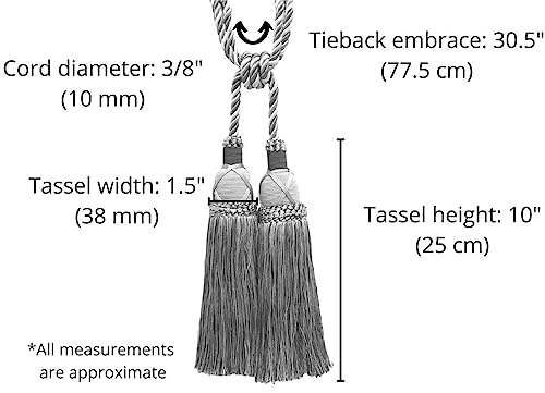 DÉCOPRO Elegant Criss Cross Double Curtain & Drapery Tassel Tieback Tassel Length 10" (25cm) 30" Spread (76cm) (Style# TBIC2) Nautical Gold #1152 (Light Gold Yellow Gold Navy Blue) Pack of 2