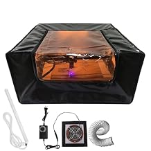 Laser Engraver Enclosure with Ventilation and LED Light, Fireproof Dustproof Protective Cover with Exhaust Fan and Pipe for Most Laser Cutter, Insulates Against Smoke, Odor and Noise, 650x650x330mm