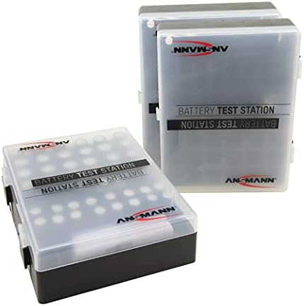 ANSMANN Pudełko na baterie do baterii AAA Micro, AA Mignon & 9 V Block - praktyczne pudełko na baterie do ochrony i transportu na 48 akumulatorów - pudełko na baterie i pudełko do przechowywania