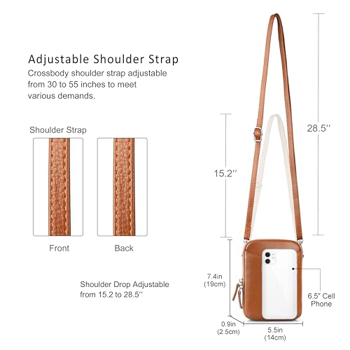 Image of befen Genuine Leather Crossbody Cell Phone Purse for Women, Small Zip Around RFID Blocking Crossbody Wallet Bags