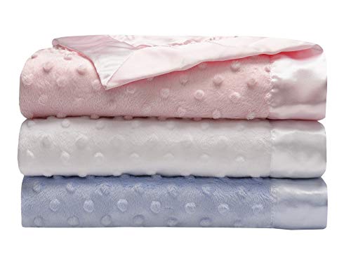 Baby Starters Textured Dot Blanket with Satin Trim, Blue 30\" x 40\" - Thumbnail 4