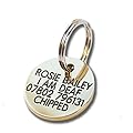Deeply engraved solid brass 21mm circular dog tag