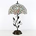 HWDFEI Tiffany Table Lamp, Stained Glass Style Desk Lamp, 12X12X19 Inch,Bedside Reading Light, Metal Leaf Base（Seven Color Wisteria Style