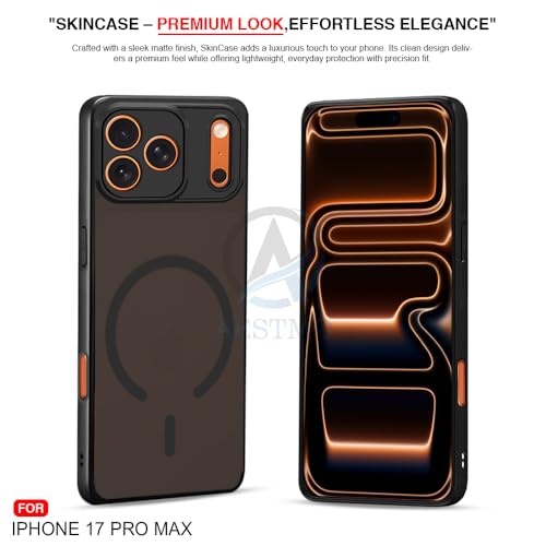 Image of AESTMO iPhone 17 Pro Max Back Cover | 360 Protection | Matte Frosted Hard Back Translucent | Compatible with MagSafe Accessories (MagSafe Matte Hard Black Bumber)