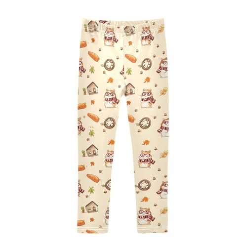 ALAZA Girls' Leggings Children's Yoga Pants Skinny Printed Dance Hamster Fall Cute Comfortable 4T