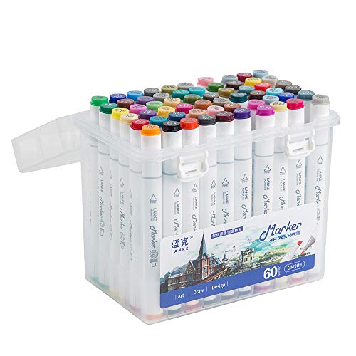 60 Art Markers, Alcohol Based Dual Tip Brush Markers for Adult Coloring, Permanent Markers for Artist, kids, Special for Painting, Coloring, Sketching, with a Beautiful Case is a great Gift Idea