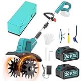20V/400W Electric Tiller,Cordless Tiller Cultivator with 2*4.0Ah Batteries & Charger-7.87' Wide & 5.91' Deep Garden Tiller Cultivator with 48 Steel Tines, 360RPM Soil Tiller Cultivator For Lawn/Garden