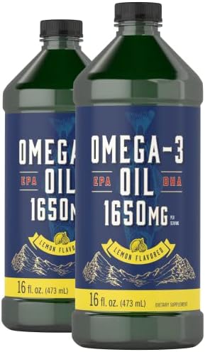 Carlyle Omega 3 Fish Oil | 1650mg | 32 fl oz (2 x 16oz Bottles) | Lemon Flavor | Non-GMO & Gluten Free Supplement