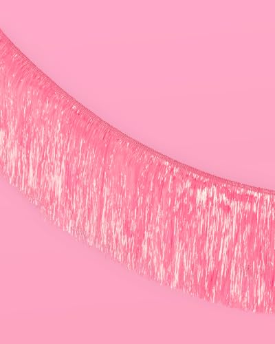 Image of xo, Fetti Pink Iridescent Fringe Banner - 5 Ft. | Bachelorette Party Decorations, Birthday Party Decor, 21st Bday Decor, HBD, Photo Booth Banner Backdrop (Pack of 2)