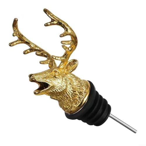 Image of Gold Deer Head Elegant Liquor Bottle Pourer, Ideal for Home Dining, Parties and Gifting