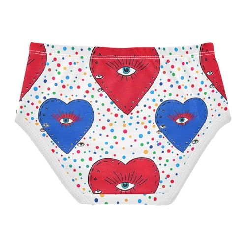Girls Underwear Toddler 2t Cotton Little Girl Panties Artistic Briefs Undies Kids Red Blue Hearts Eye Colorful2