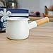 Cazo antiadherente pequeño para leche, té, café, hervir huevos, preparar la papilla del bebé, diseño esmaltado con mango de madera, fácil de limpiar, de Jmahm. blanco