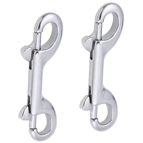 AOWISH 2-Pack 316 Stainless Steel Double Ended Bolt Snap Hook 3-1/2 Inch Double End Snap Trigger Chain Diving Clips for Water Bucket/Dog Leash/Pet Feed Bucket/Pet Hammock/Horse Tack and More (Silver) - Thumbnail 4
