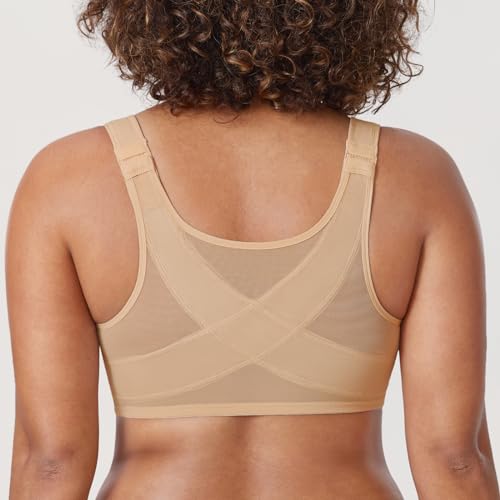 Image of DELIMIRA Women's Front Closure Posture Plunge Bras | Full Coverage, Plus Size, Underwire, No Padding Unlined, Back Support, Seamless, B-H Cups