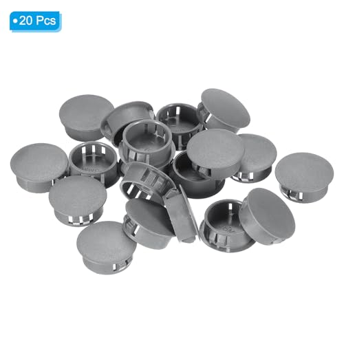 Image of PATIKIL 20Pcs 1 inch Hole Plugs, 1 inch /25mm Plastic Hole Plugs, 20Pcs Flush Type Round Hole Plugs Cover Snap in Locking Hole Tube for Table Kitchen Cabinet Furniture, Dark Grey