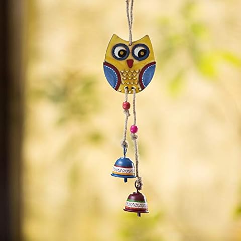ExclusiveLane 'Owl Motif' Decorative Hanging Metal Wind Chime (2 Bells) - Home Balcony Chimes Home Decor Home DÃcor Garden Door Decoration Cover