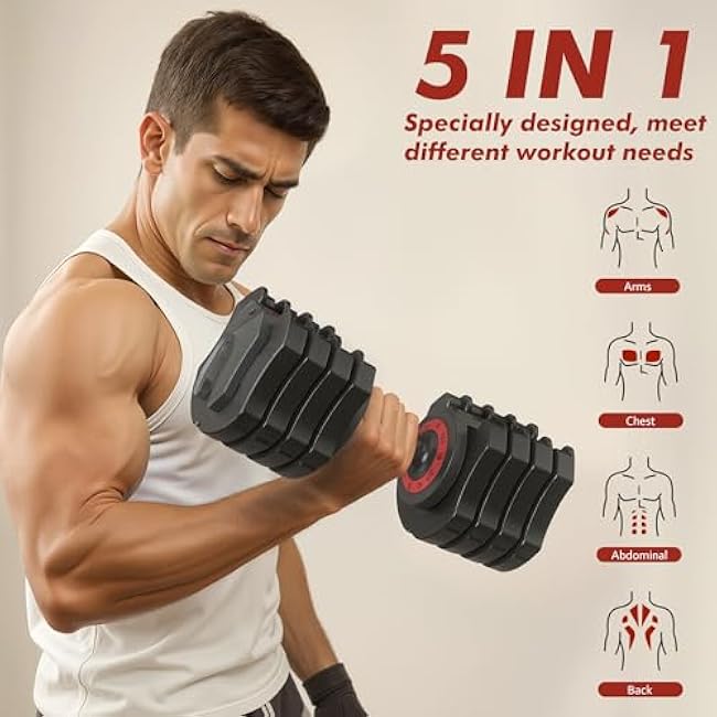 Adjustable Dumbbell Set, 22.5lb 5-in-1 Quick Adjust Dumbbell, Free Weights with Storage Tray for Home Gym, Full Body Workout Equipment for Men & Women