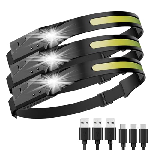 Lumenlight Led Headlamp, Lumen Light, New Lumenlight Headband, 230° Wide Beam Head Lamp, Motion Sensor LED Headlamp Rechargeable, Bright Head Lights for Forehead, Camping Essentials Gear (3pcs)