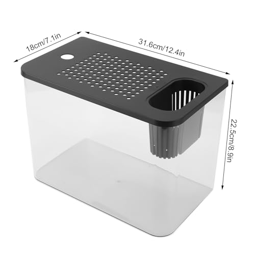 Aquário Pequeno, Aquário de Plástico Transparente Design Em Miniatura Aquário Retangular Com Tampa P