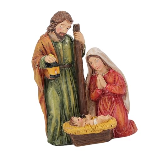 Kalttoy Crèche de Noël Sainte Famille Figurines de collection en résine peintes à la main Décoration religieuse