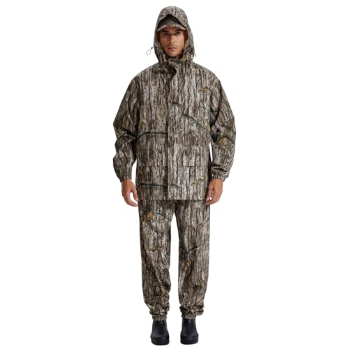 Image of LOOGU Men's Rain Suit - Rain Gear for Men Waterproof, Lightweight Rain Coat, Breathable Mens Rain Jackets Hood and Pants