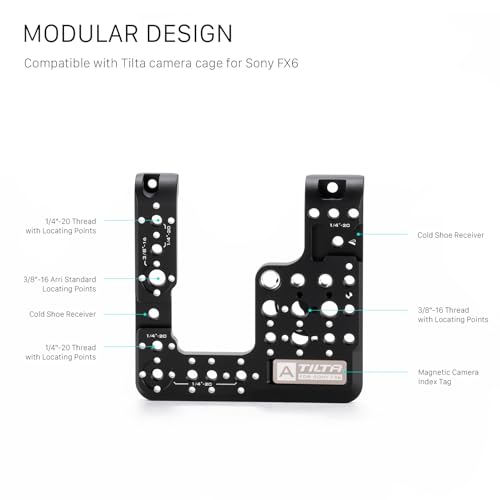 Tilta Placa de Montaje Lateral Compatible con Sony FX6, con Etiquetas de índice de cámara, 1/4"-20, 3/8"-16 con Puntos de localización y Zapata fría ES-T20-SMP - imagen 3
